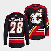 Men's Calgary Flames #28 Elias Lindholm Black 2022-23 Reverse Retro Stitched Jersey Dzhi,baseball caps,new era cap wholesale,wholesale hats